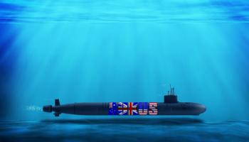 تصميم لغواصة نووية تحمل أعلام دول 