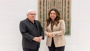 السفيرة لانا زكي المندوبة الدائمة لدولة الإمارات لدى الأمم المتحدة خلال لقائها وكيل الأمين العام مارتن غريفيث