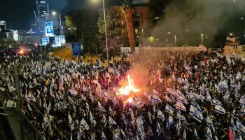 جانب من الاحتجاجات في تل أبيب