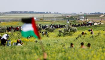 فلسطينيون يتظاهرون في يوم الأرض