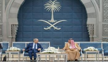 جانب من لقاء وليد بن عبدالكريم الخريجي وفيصل المقداد