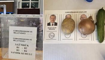 خيار وبصل وبطاطا على صور مرشحي المعارضة