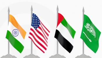 أعلام السعودية والإمارات وأمريكا والهند