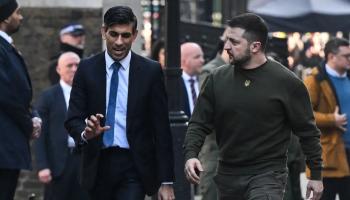 الرئيس الأوكراني ورئيس وزراء بريطانيا خلال زيارة سابقة