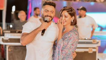 بسمة بوسيل وتامر حسني - أرشيفية