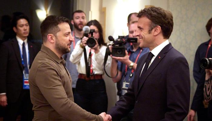 Macron et Zelensky au G7
