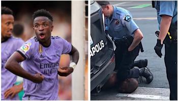 فلويد مختنقا على اليمين وفينيسيوس غاضبا على اليسار