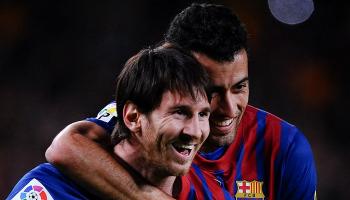 ليونيل ميسي وسيرجيو بوسكيتس في برشلونة