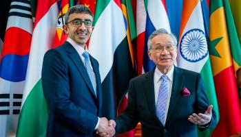 جانب من لقاء الشيخ عبدالله بن زايد آل نهيان والمسؤول التايلاندي