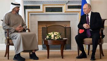 جانب من لقاء الشيخ محمد بن زايد آل نهيان مع الرئيس الروسي