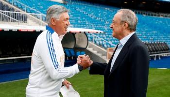 أنشيلوتي مع فلورنتينو بيريز رئيس ريال مدريد 