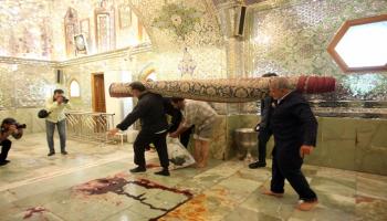 جانب من آثار الهجوم على المرقد الشيعي في شيراز في أكتوبر/تشرين الأول 2022