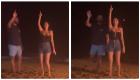 وصلة رقص بين سيرين عبدالنور وزوجها على الشاطئ (فيديو)