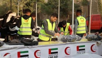جانب من المساعدات الإماراتية إلى غزة