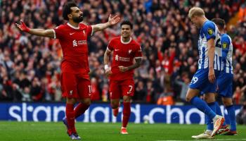 محمد صلاح في مباراة ليفربول وبرايتون بالدوري الإنجليزي