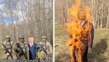 جنود يحرقون دمية ترامب