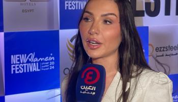 منى عبدالوهاب خلال مؤتمر مهرجان العلمين 