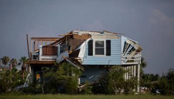 منزل متضرر من تداعيات إعصار بيريل في يوليو/تموز 2024