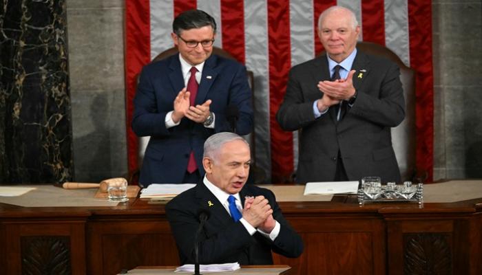 رئيس الوزراء الإسرائيلي بنيامين نتنياهو أمام الكونغرس- أ ف ب