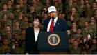 ترامب وسط جنوده: اعتمدنا ميزانية دفاع ضخمة وسنفوز بأي حرب