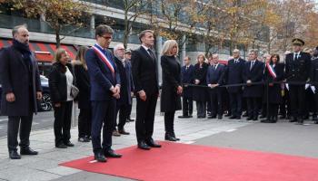 الرئيس إيمانويل ماكرون يشارك في المراسم