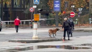 عناصر من الشرطة في محيط المحطة التلفزيوينة