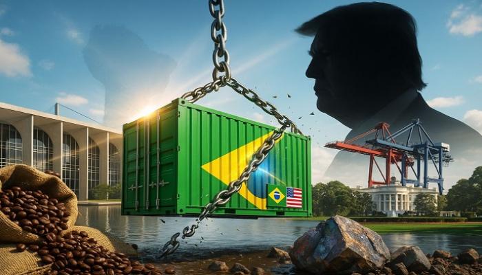 الخلاف الجمركي بين أمريكا والبرازيل (تعبيرية مولدة بـ AI)