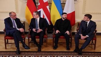 من اليمين قادة فرنسا وأوكرانيا وبريطانيا وألمانيا