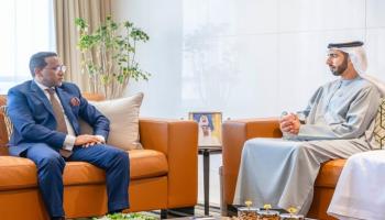 شخبوط بن نهيان آل نهيان خلال استقباله سفير إثيوبيا لدى الإمارات