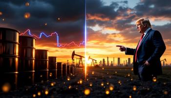 الرئيس الأمريكي دونالد ترامب وبراميل النفط - تعبيرية