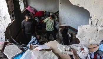 فلسطينيون يتفقدون الدمار في غزة