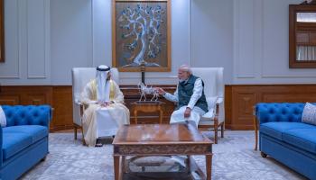 الشيخ حمدان بن محمد بن راشد آل مكتوم مع رئيس وزراء الهند