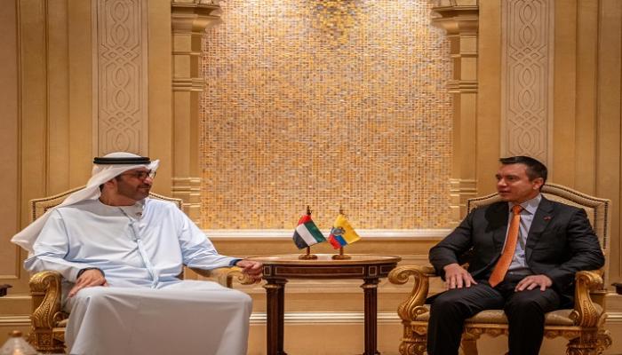 جانب من لقاء سلطان الجابر مع رئيس الإكوادور