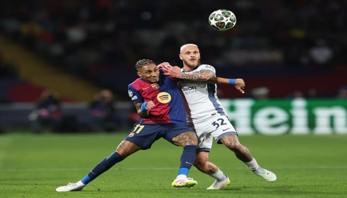 جانب من مباراة برشلونة وإنتر ميلان