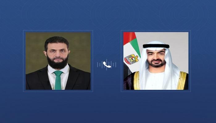 الشيخ محمد بن زايد آل نهيان رئيس دولة الإمارات والرئيس السوري أحمد الشرع