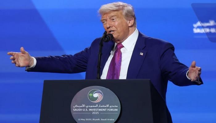 الرئيس الأمريكي دونالد ترامب خلال مشاركته في منتدى الاستثمار السعودي-الأمريكي