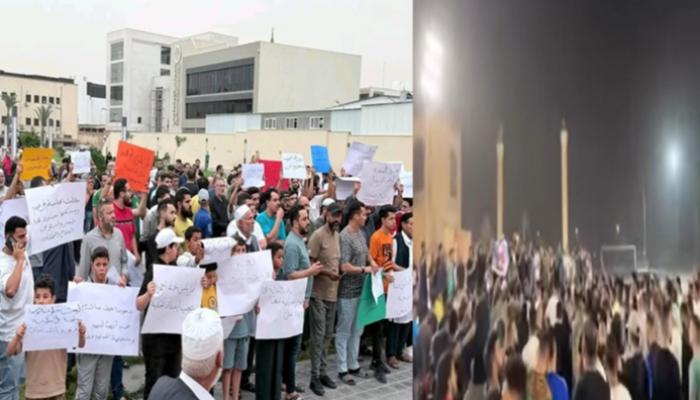 جانب من المظاهرات التي بدأت صباحا ومستمرة حتى الآن 
