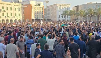 جانب من احتجاجات العاصمة طرابلس ضد حكومة الدبيبة