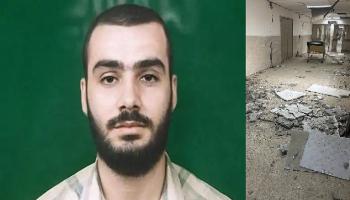 محمد السنوار وآثار الدمار بالمستشفى الأوروبي 