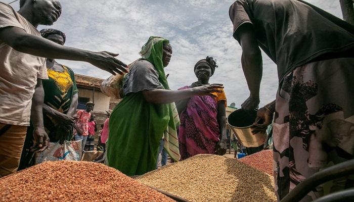 سوق للحبوب في جنوب السودان