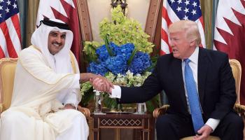 الرئيس الأمريكي وأمير قطر في لقاء سابق