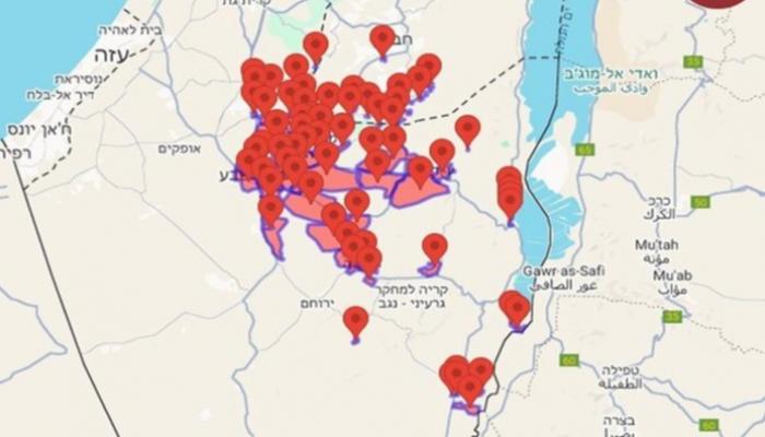 خريطة تفعيل الإنذارات في إسرائيل 