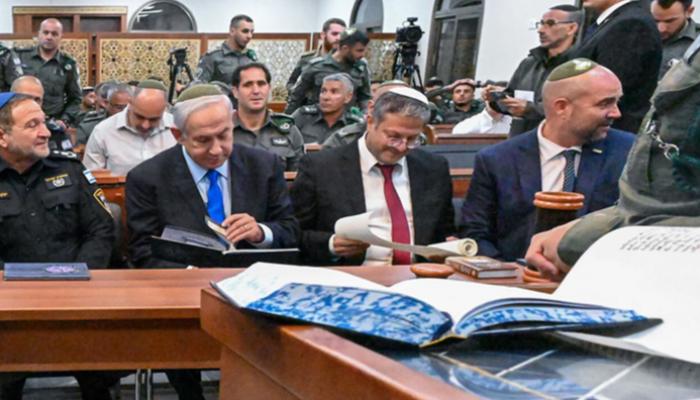 نتنياهو وإيتمار بن غفير وأمير في قاعدة لشرطة الحدود بالضفة 