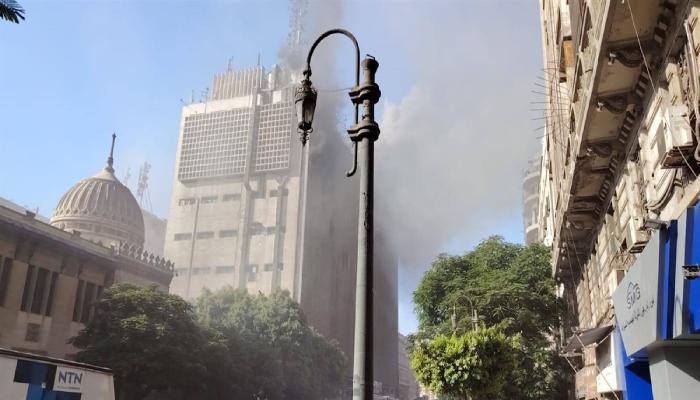 إصابات حريق سنترال رمسيس في مصر