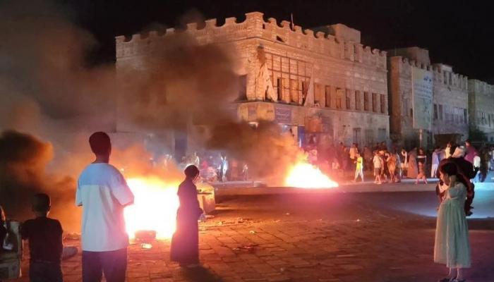 جانب من مظاهرات مدعومة إخوانيا في ساحل حضرموت