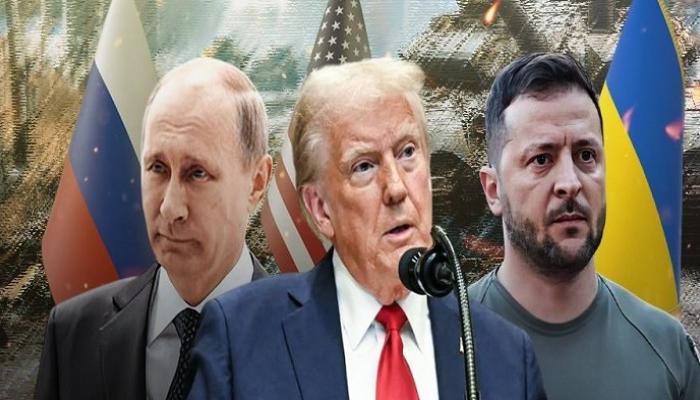 دونالد ترامب وفلاديمير بوتين وفولوديمير زيلينسكي