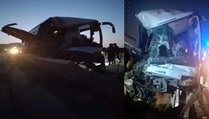 حادث تصادم بين شاحنة وحافلة ركاب في الجزائر