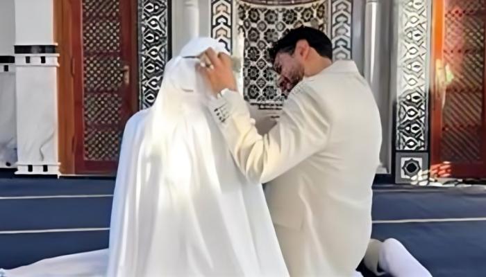 جلسة تصوير عروسين داخل مسجد