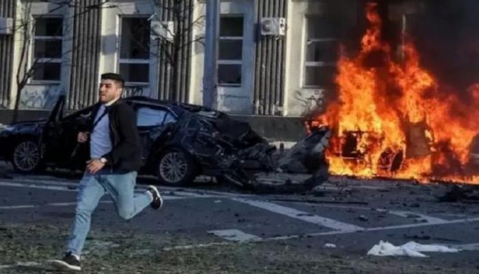 حريق في أوكرانيا جراء قصف روسي- أرشيفية