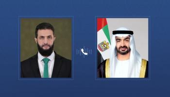 الشيخ محمد بن زايد آل نهيان رئيس دولة الإمارات والرئيس السوري أحمد الشرع